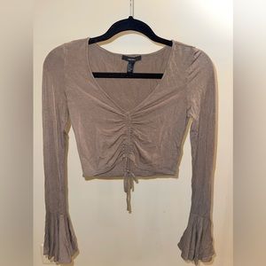 Forever 21 cropped long sleeve w/bell sleeves. Olive green. Size medium